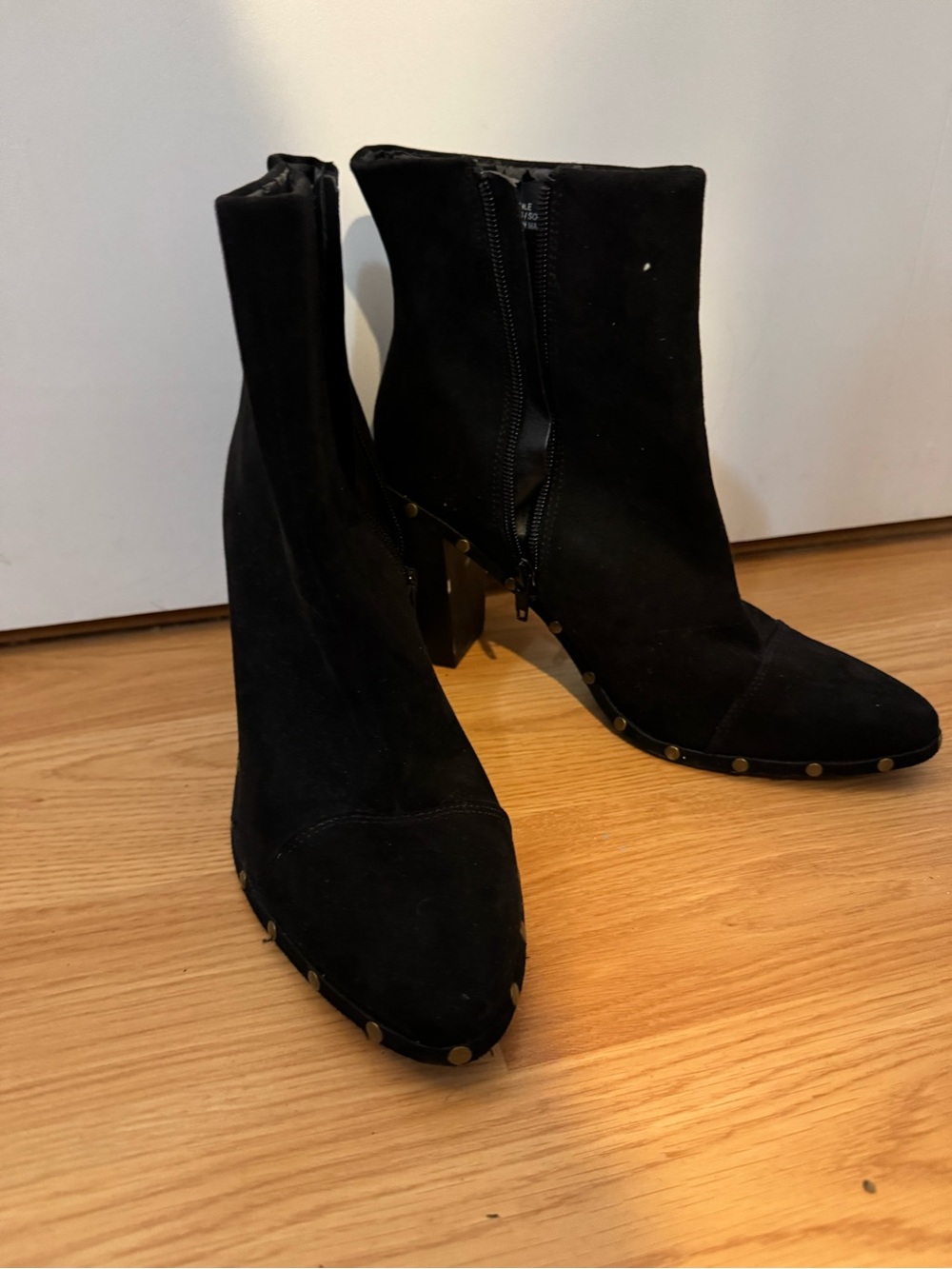 JustFab Black Suede Studded Ankle Booties